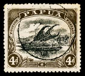 Papua New Guinea Stamp - 1910 4p black brown and black Lakatoi