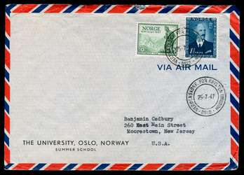8 Different U. S. Air Mail Postage Stamps 1944-1968 Cancelled FREE SHIP -   Norway