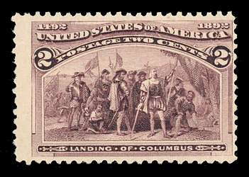 Scott #234 MLH 5 cent factory Columbian. Vf/Xf US Stamp